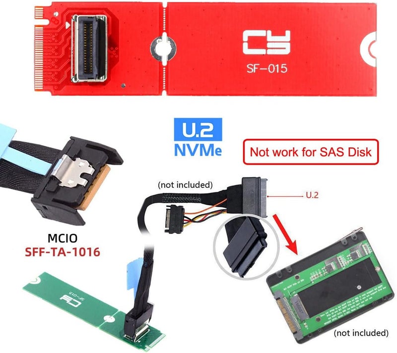 CY Card PCI-E 5.0 M.2 M-Key to MCIO Mini Cool Edge IO Female Host Adapter for PCIe Nvme SSD 2280 2230 - Image 3
